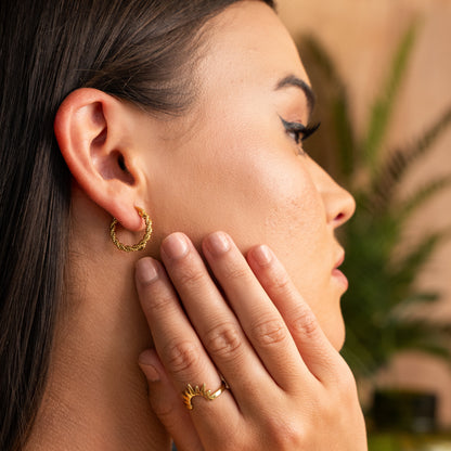 Twisted Rope Hoop Earrings - Gold