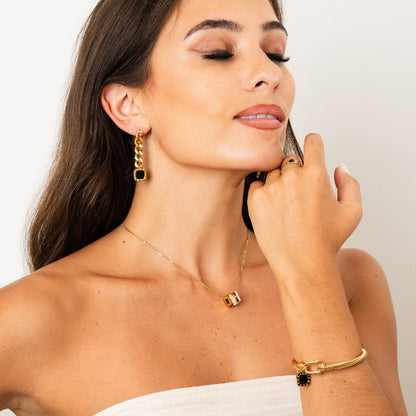 Rubix Stone Necklace - Gold