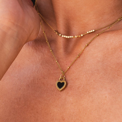 Marble Heart Layered Necklace - Gold