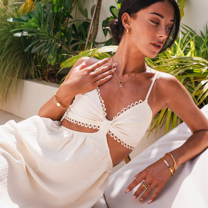 Stone Initial Toggle Necklace - Gold