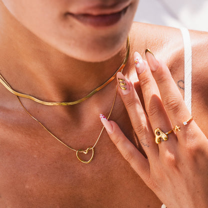 Woven Heart Layered Necklace - Gold