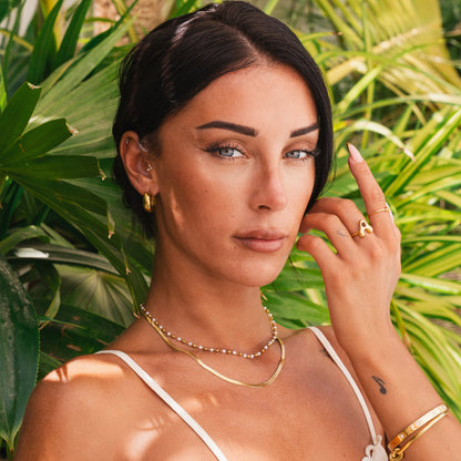 Abstract Pearl Layered Necklace - Gold