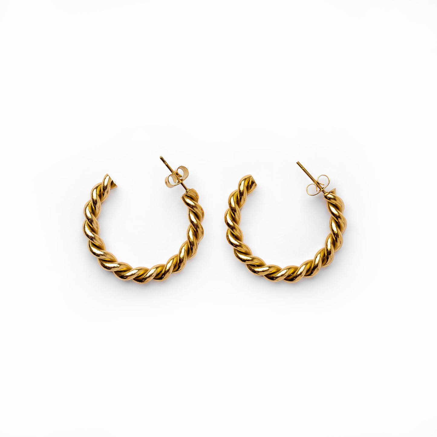 Sofia Twist Rope Hoop Earrings 18K Gold Plated - Gold