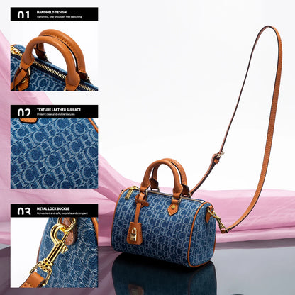 Elegant Denim Splicing Shoulder Bag for Women