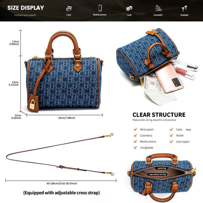 Elegant Denim Splicing Shoulder Bag for Women