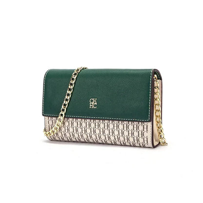 Elegant Color Block Crossbody Bag with Chain