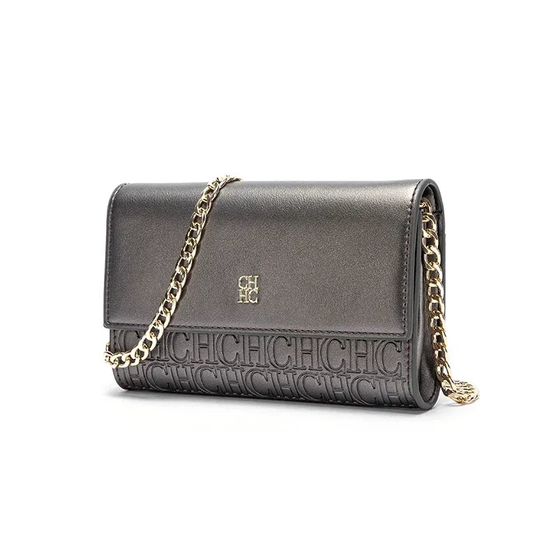 Elegant Color Block Crossbody Bag with Chain