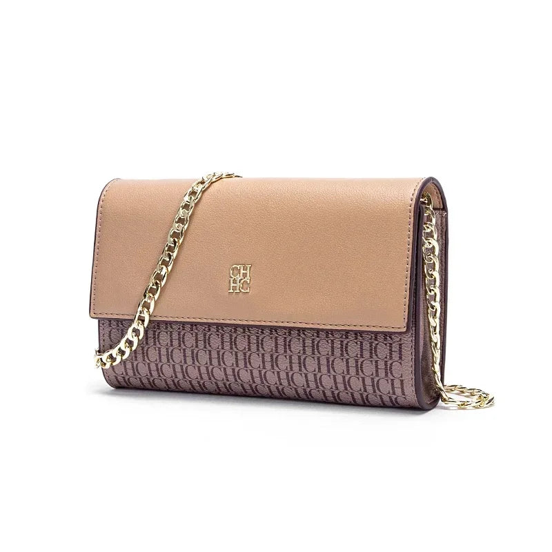 Elegant Color Block Crossbody Bag with Chain