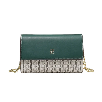 Elegant Color Block Crossbody Bag with Chain