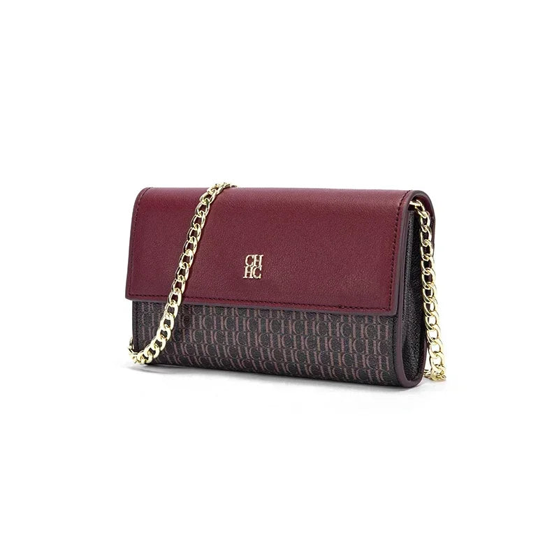 Elegant Color Block Crossbody Bag with Chain