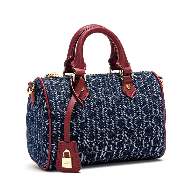 Elegant Denim Splicing Shoulder Bag for Women