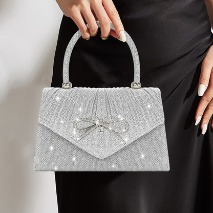 4-in-1: Glitter Clutch Bag, Removable Strap, Magnetic Closure, Lined